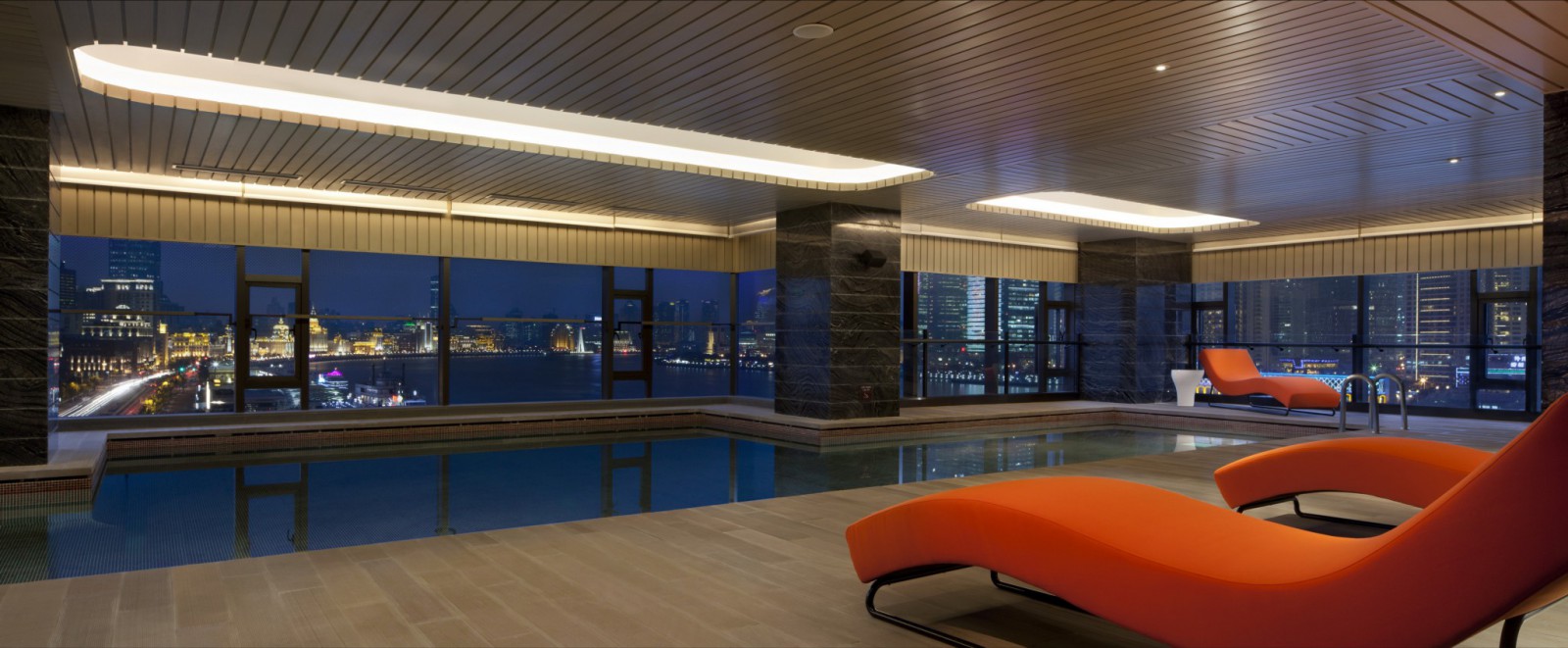 indoor swimming pool - night view